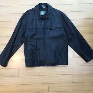 L.L.BEAN BLACK LEATHER MEN’S MOTO JACKET XL PERFECT PREOWNED